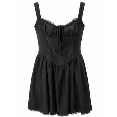 Women's Size L Black Lace Trim Mini Dress Milkmaid Babydoll Cami Top Renaissance | eBay Women's Size L Black Lace Trim Mini Dress Milkmaid Babydoll Cami Top Renaissance | eBay
