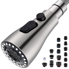 Metal Kitchen Faucet Head Replacement 3 Mode High-Pressure Sink Sprayer Rep...