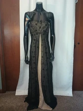 Morgan Co Y2K Whimsigoth Dark Floral Maxi Dress Size 13/14 Empire Sheer Formal