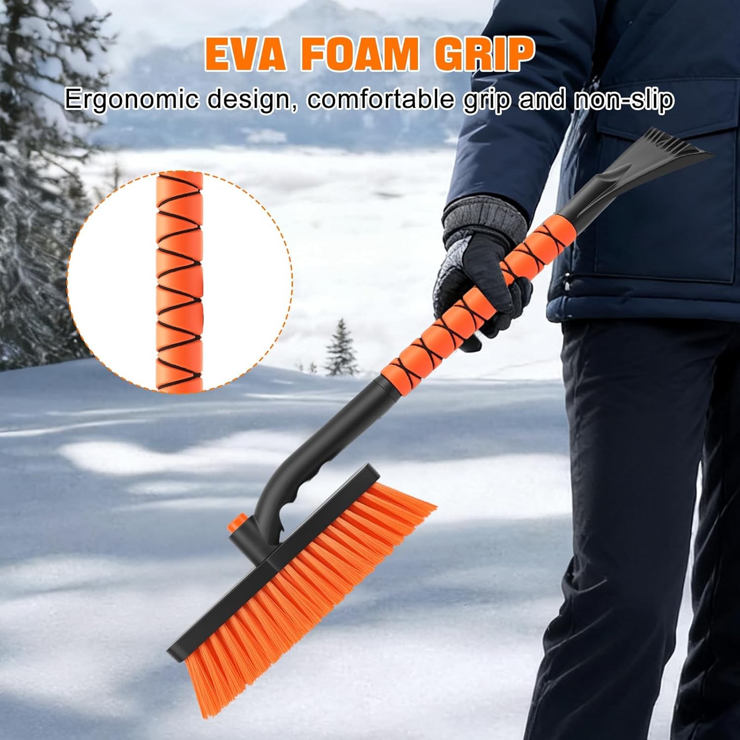 nacena Snow Brush and Ice Scrapers for Car Windshield, Detachable Snow Remover f