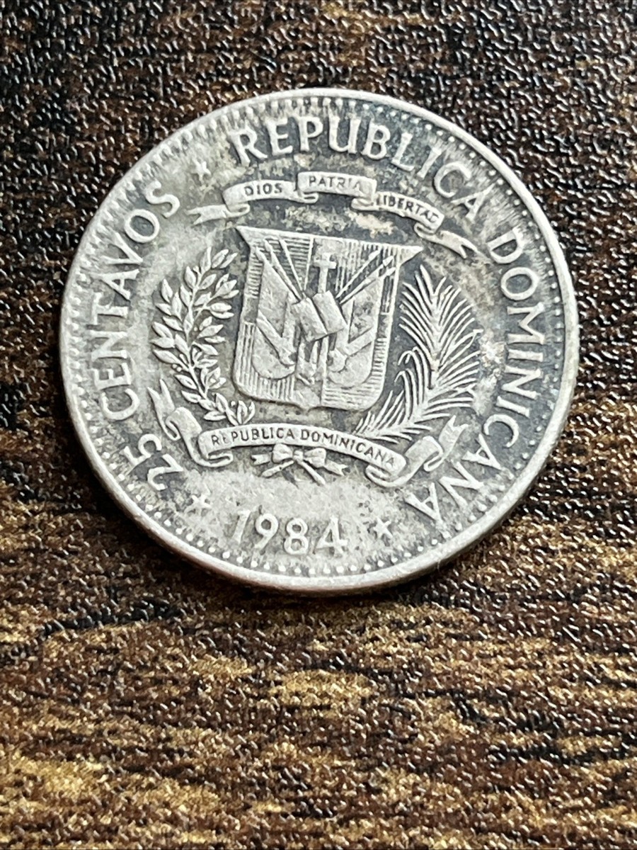 1984 Dominican Republic 25 Twenty Five Centavos Beautiful Actual