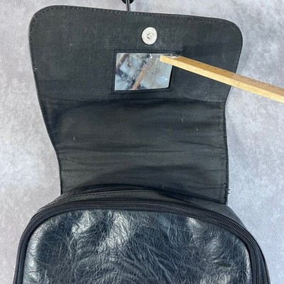 La Rosa Backpack Women Small Black Leather Minimalist Flap Zip Bag *See Pics* La Rosa Backpack Women Small Black Leather Minimalist Flap  main image 2