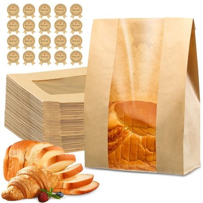50 Pcs Bread Bags for Homemade Bread, Sourdough Paper With Window, 50% Thicke