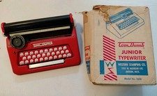 Vintage Manual Tom Thumb Children's Kid's Red Typewriter in Original Box thumbnail