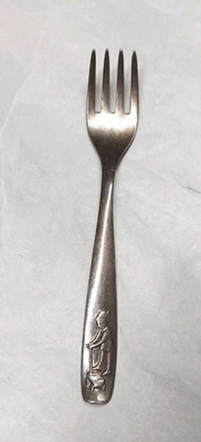 Auerhahn 90 antike Retro Gabel Kindergabel Kind Knabe m. Bollerwagen Patina