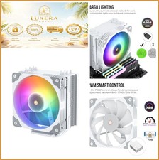 V5 White CPU Air Cooler 5 Heat Pipes ARGB PWM 120mm Intel AMD