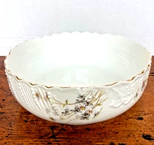 Vtg Lr&L Haviland Limoges France Scalloped Serving Bowl Gold Trim Floral 9"