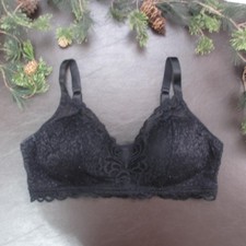 Bali Lace Bra Womens Black Wirefree Padded Adjustable Straps Hook Back Lingerie