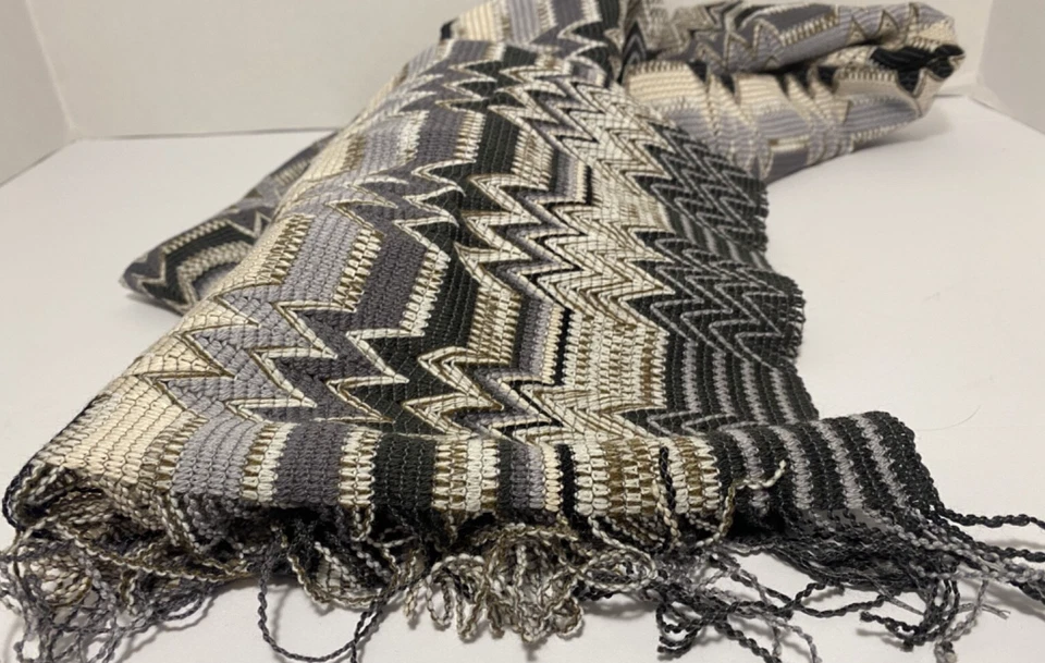 Missoni Auténtica Bufanda de Lana Metálica Mujer Ropa Usada Negro Gris Foto 3 de 4