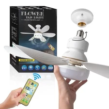 Socket Ceiling Fans with Lights and Remote- Socket Fan light with Dimmable Led