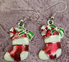 Christmas Stocking Dangle Hook Earrings