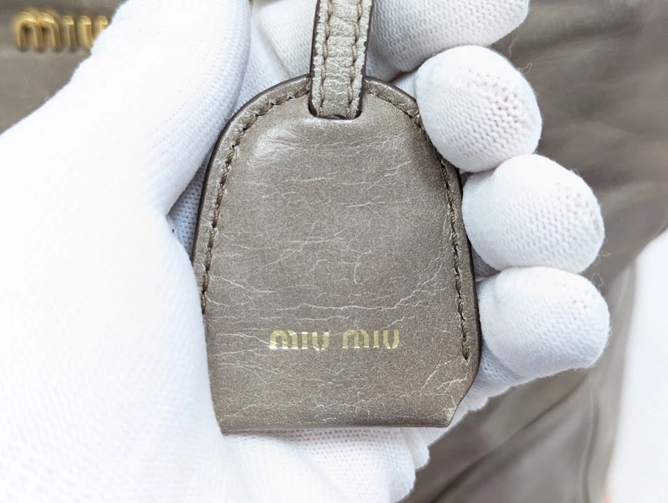 MIU MIU Vitello 2Way Leather Shoulder Hand Bag Gray RN1128 Authentic - Image 3 of 4