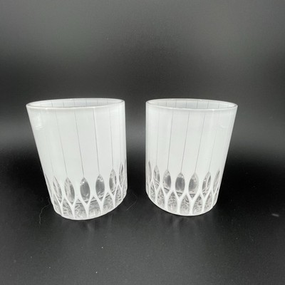 2 Biltmore Opal Double Old Fashioned Legend Glass White Cased Handmade Crystal