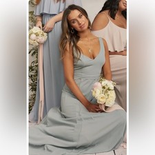 Show Me Your Mumu Jenn Maxi Sleeveless Bridesmaid Dress Silver Sage XXS NWT