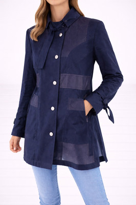Lener Jacke Blau 34 XS Damen Leichter Kurzmantel Baumwolle Elegant Np 419 Neu