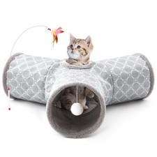 Pet Cat Tunnel Tube Cat Toys 3 Way Collapsible Cat Tunnels for Indoor Cats Fl...