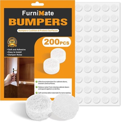 Felt Cabinet Door Bumpers-Small Pads for 3mm Thick, White 200pcs 