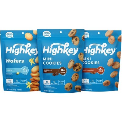HighKey Sugar Free Cookies Variety Pack  6.0oz Keto Snacks Zero Carb No Sugar...