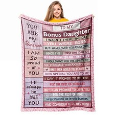 to My Bonus Daughter Gifts Throw Blanket 60" x 50", Pink - Bonus Daughter Gifts