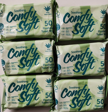 Moist Tissue Toilet Wipes Soothing Aloe Vera 300 6x 50 Pack Flushable Comfy Soft