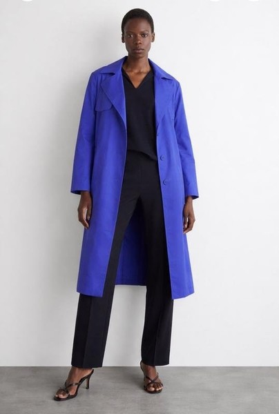 Women COS Trench Coat Navy Cotton M