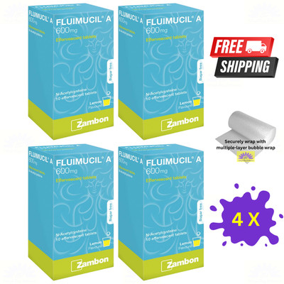 4 X Fluimucil A 600 mg Effervescent Tablets 10s   Clear Phlegm Relief Cough