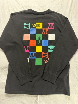 Vans x MoMA Logo Black Long Sleeve T-Shirt Mens Medium Boyfriend Fit