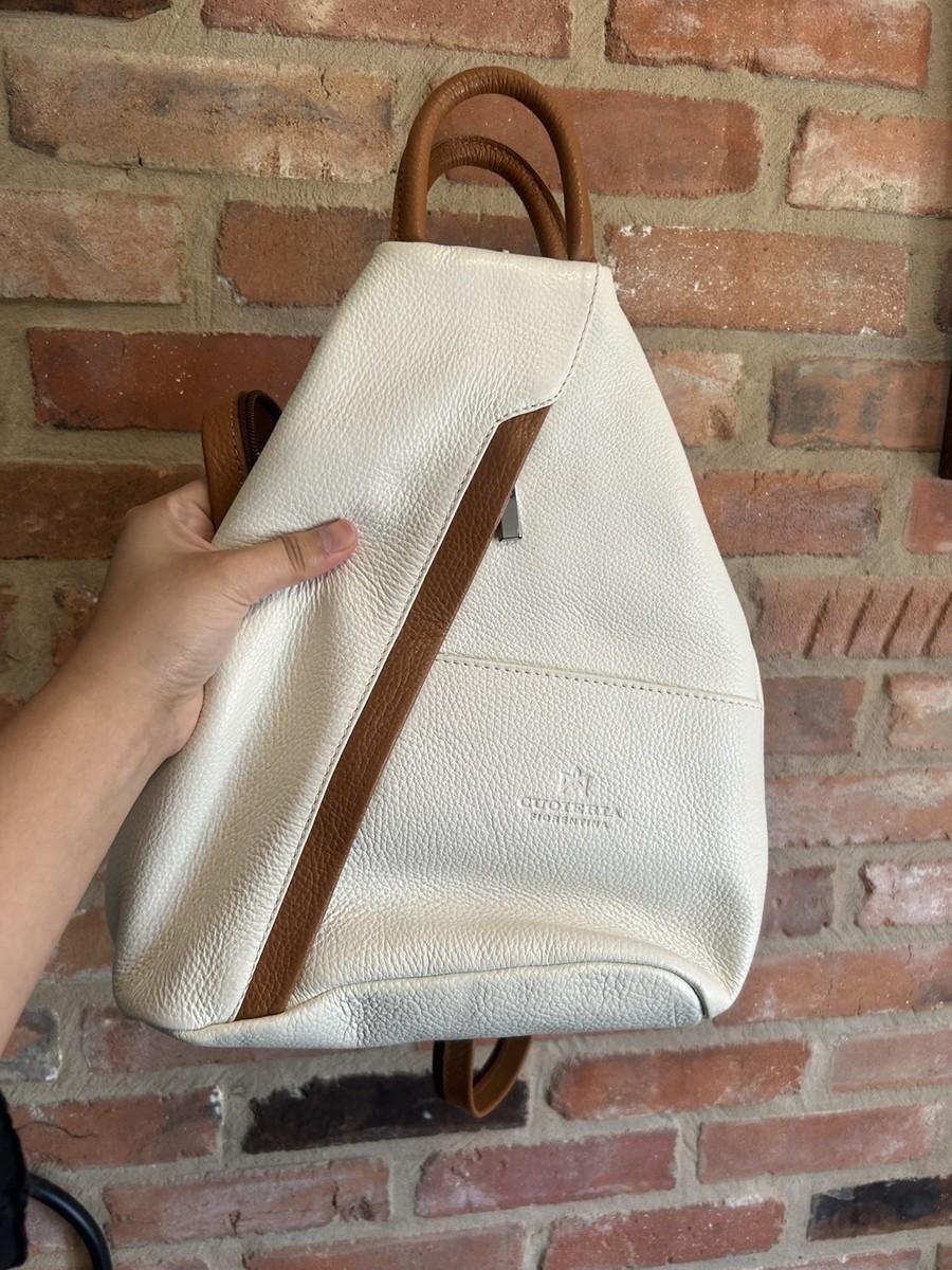 Vintage Cuoieria Florentina Made In Italy White Tan Backpack  display picture 1