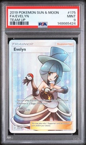 PSA 9 - 2019 Pokemon Sun Moon Team Up Evelyn Full Art Holo 175 - S-175
