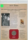 1937 Walking Liberty Half Dollar Joe Louis KO's Braddock w/ Coin - RK776
