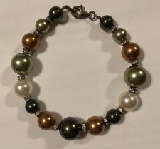 Pulsera vintage de perlas y diamantes de imitación multicolores con cierre de plata de ley 925