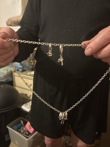 White metal Necklace With Rings 