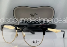 Ray-Ban Round Eyeglasses Black Acetate Gold Metal  Clear Demo RB6396 5784 53mm