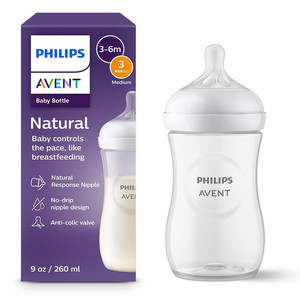 Natural Baby Bottles, Medium Flow, 9 Oz, Bpa-Free, 1-Pack
