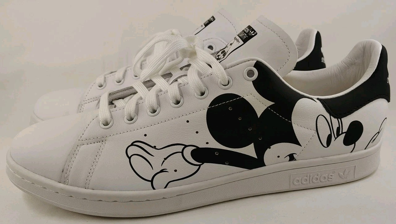 Size 12.5 - Adidas Disney x Stan Smith Black & White Mickey Mouse Shoes EUC thumbnail 3