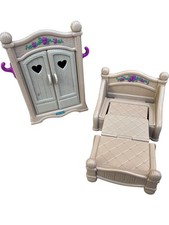 Vtg Lot Of 2 Fisher Price Briarberry Bears 1998 Chair Bed Pullout And Wardrobe