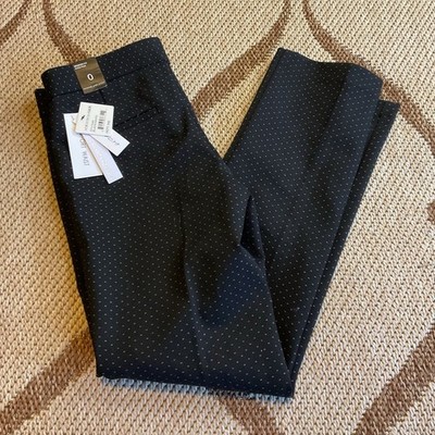 Amanda & Chelsea Comfort Waist Polka Dot Dress Pants Black Stretch Straight Leg