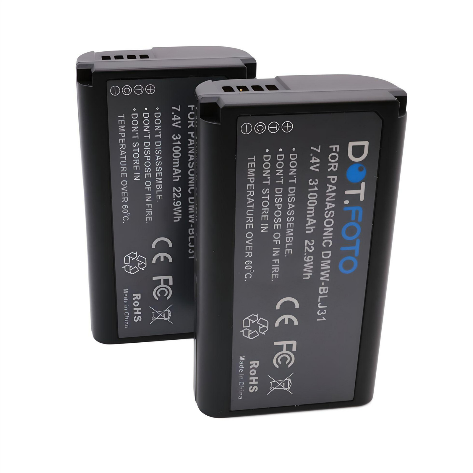 2 x Battery for Panasonic DMW-BLJ31 - 3100mAh | Lumix DC-S1, DC-S1R