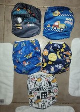 Lot Of 5 Boy Themed Reusable Cloth Mama Koala Covers With Inserts Very Good