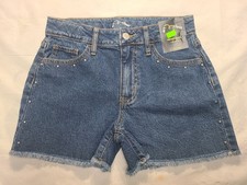 Girls' High-Rise A-Line Studded Denim Shorts Art Class Medium Wash Size Large