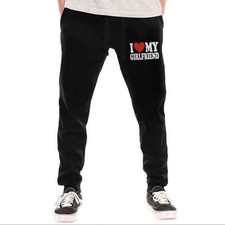 SHEIN Men's Black Jogger Sweatpants M Cotton Fleece Love Graphic Drawstring