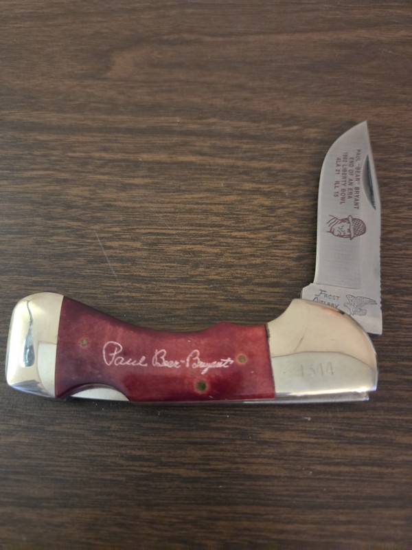 FROST CUTLERY PAUL "BEAR" BRYANT LOCKBACK KNIFE SERIAL #1344 (JAPAN)