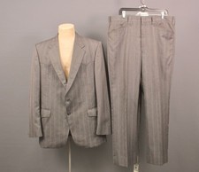 Men's VTG 70s 80s Grey 2 PC Western Leisure Suit Sz L 1970s 1980s Disco Wool