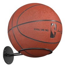 Ball Storage Holder Wall Mount: Black Room Decor for Basketball Rugby Soccer