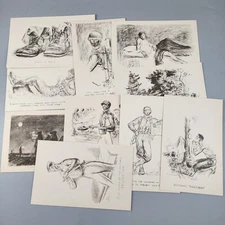 Postcards Marshall Davis Sketch Art WWII - Lot of 10 - Military Soldier