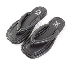 No Boundaries Black Square Toe Puffy Flip Flop Sandals Women's US Size 7