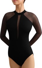 Women Dance Leotard for Ballet Black Long Sleeve Small, Sleeve-black