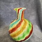 Murano Swirl Multicolor Art Glass Vase Hand Blown Italy Vintage 7in