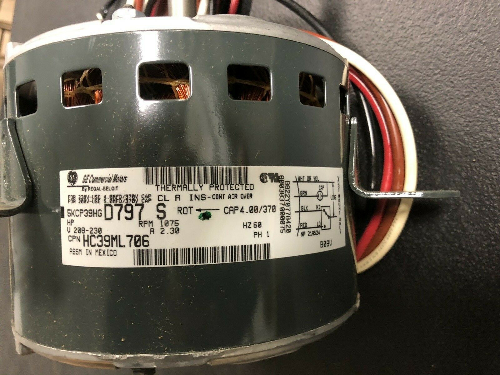 GE HC39ML706 1/4HP, 1070 / 870 RPM, 208230 Motor OD PSC CCWLE Rotation *NOS* eBay
