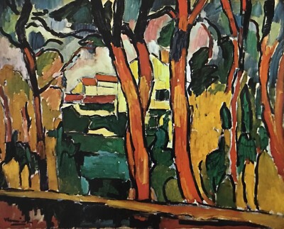 Maurice de Vlaminck Landscape with Red Trees Custom Framed Print